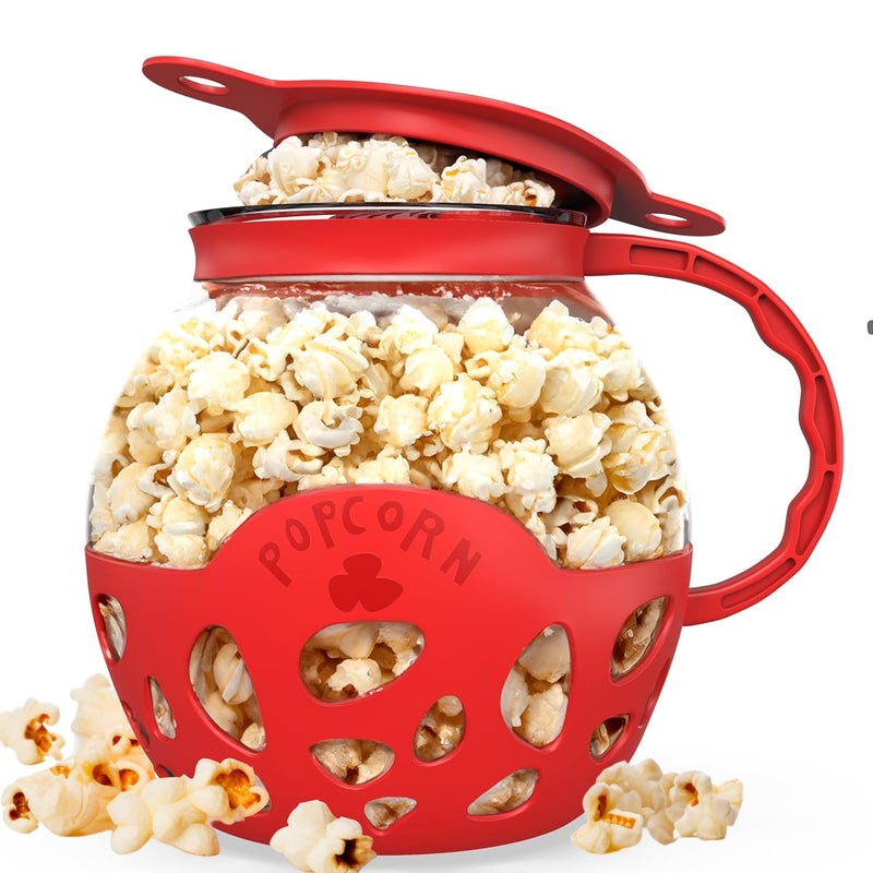 Enem Microwave Popcorn Maker With Borosilicate Glass With Full Customer Support from Enem 3in1 Lid Measures Kernels and Melts Butter Made Without BPA Dishwasher Safe with Free 4 Popcorn Box - Image 3