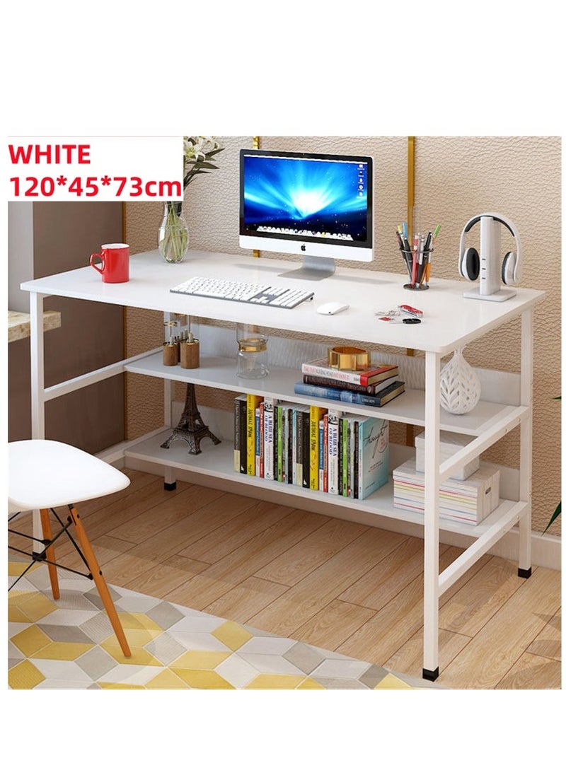 Generic Office Desk Computer Table with Shelves, Study Desk Writing Table with Bookshelf, Office Corner Desk Gaming Table Easy Assemble for Home Office Kids Teenagers Reading Writing and Study (White-120*45*73cm)  - Image 1