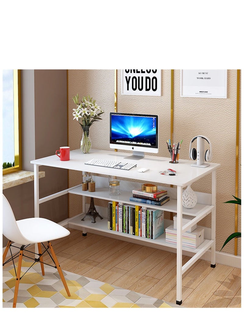 Generic Office Desk Computer Table with Shelves, Study Desk Writing Table with Bookshelf, Office Corner Desk Gaming Table Easy Assemble for Home Office Kids Teenagers Reading Writing and Study (White-120*45*73cm)  - Image 3