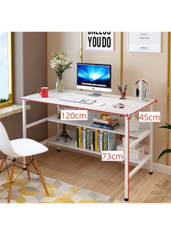 Generic Office Desk Computer Table with Shelves, Study Desk Writing Table with Bookshelf, Office Corner Desk Gaming Table Easy Assemble for Home Office Kids Teenagers Reading Writing and Study (White-120*45*73cm)  - Image 2