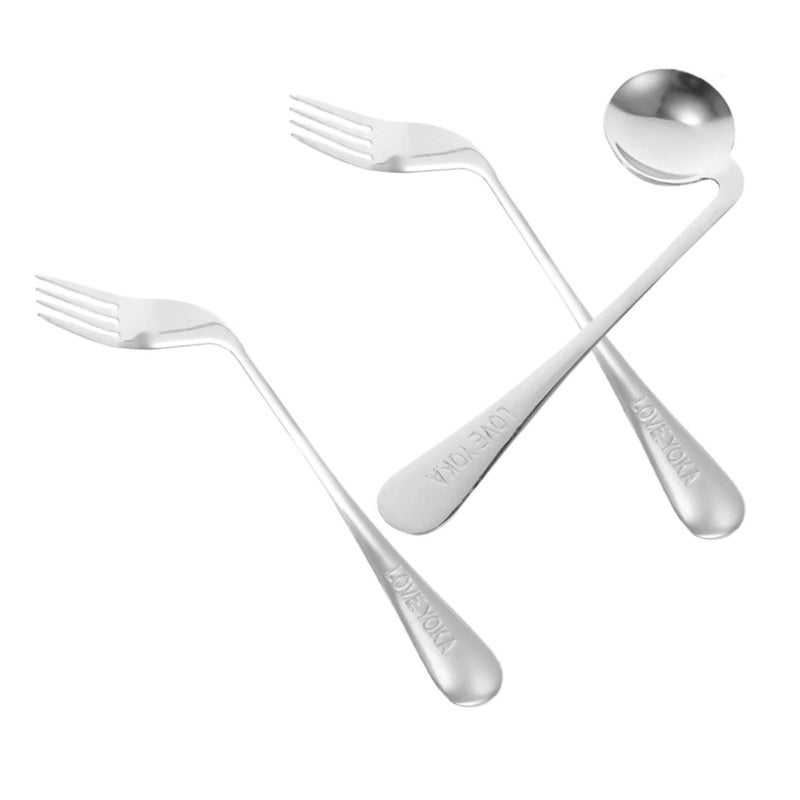 Ergonomic Angled Spoon and Fork Set Adaptive Utensils for Elderly Disabled Feeding Assist Tools - Image 2