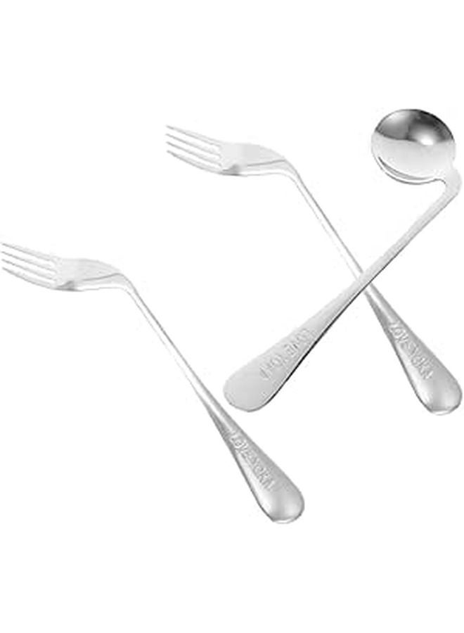 Ergonomic Angled Spoon and Fork Set Adaptive Utensils for Elderly Disabled Feeding Assist Tools - Image 1