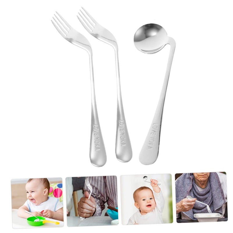 Ergonomic Angled Spoon and Fork Set Adaptive Utensils for Elderly Disabled Feeding Assist Tools - Image 5
