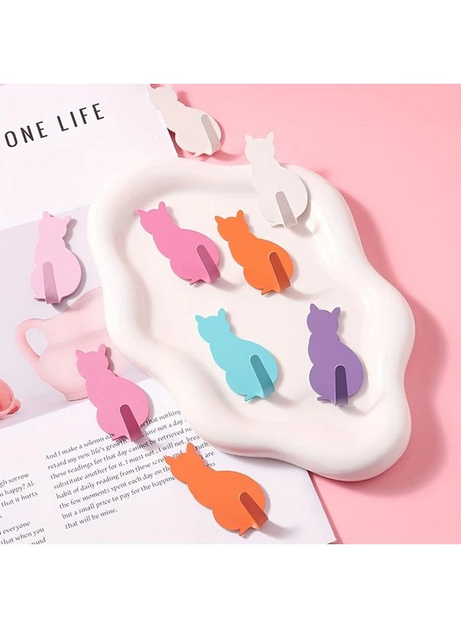 4 قطع خطافات ذاتية اللاصق على شكل قط برتقالي، لا تحتاج إلى حفر، سهلة التركيب للمفاتيح والمناشف - Image 5