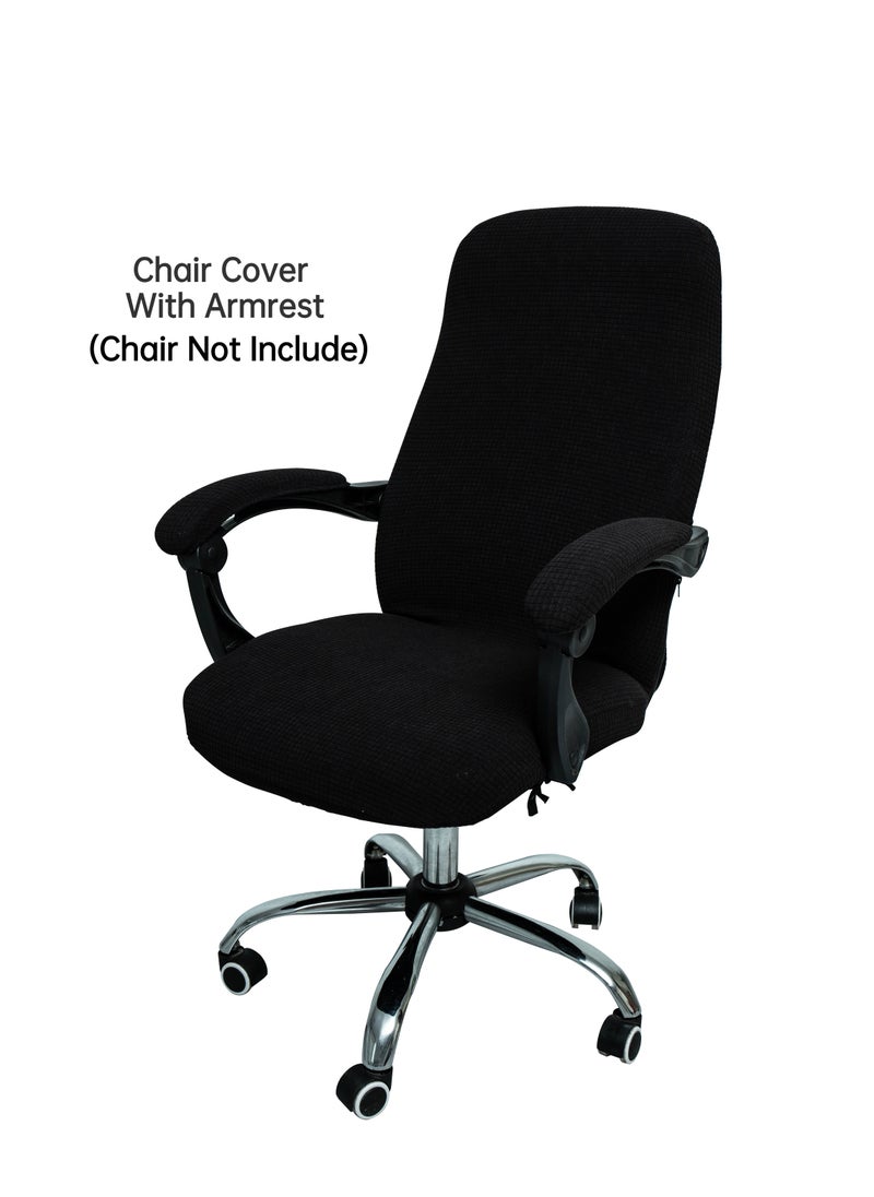 Generic Office Chair Cover Stretch Jacquard Office Computer Chair Seat Covers Removable Washable Anti-dust Waterproof Desk Chair Seat Cushion Protectors For Office Computer Chairs(Armrest Cover Include)  - Image 1