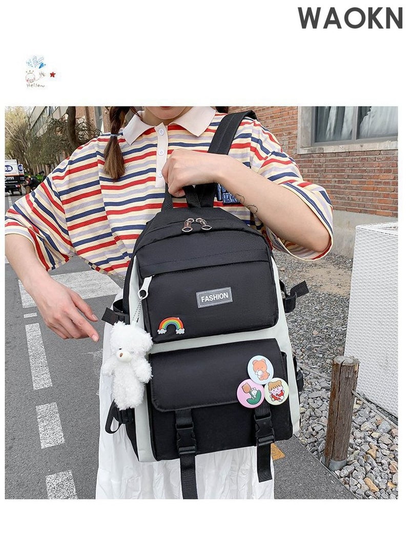 WAOKN School Backpack durable water resistant Set of 4 Pieces for Girls/Boys School Bag Set with Shoulder Bag Handle Bag, Sling Bag and Pencil Bag 4 in 2 Waterproof School Backpack Set - Image 4