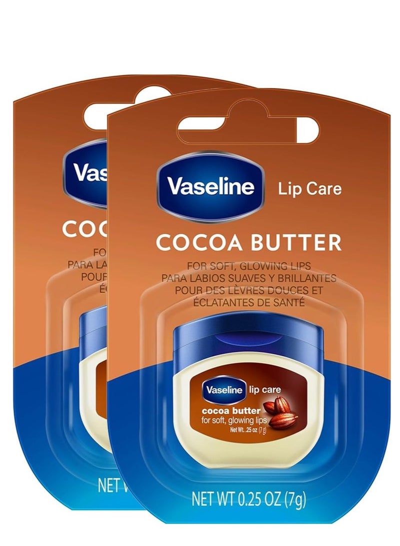 Vaseline Care Cocoa Butter Lip Balm Tub With Pure Jelly & Cocoa Butter Non-greasy Lip Moisturizer for Naturally Tinted Lips|Pack of 2x7gm - Image 1