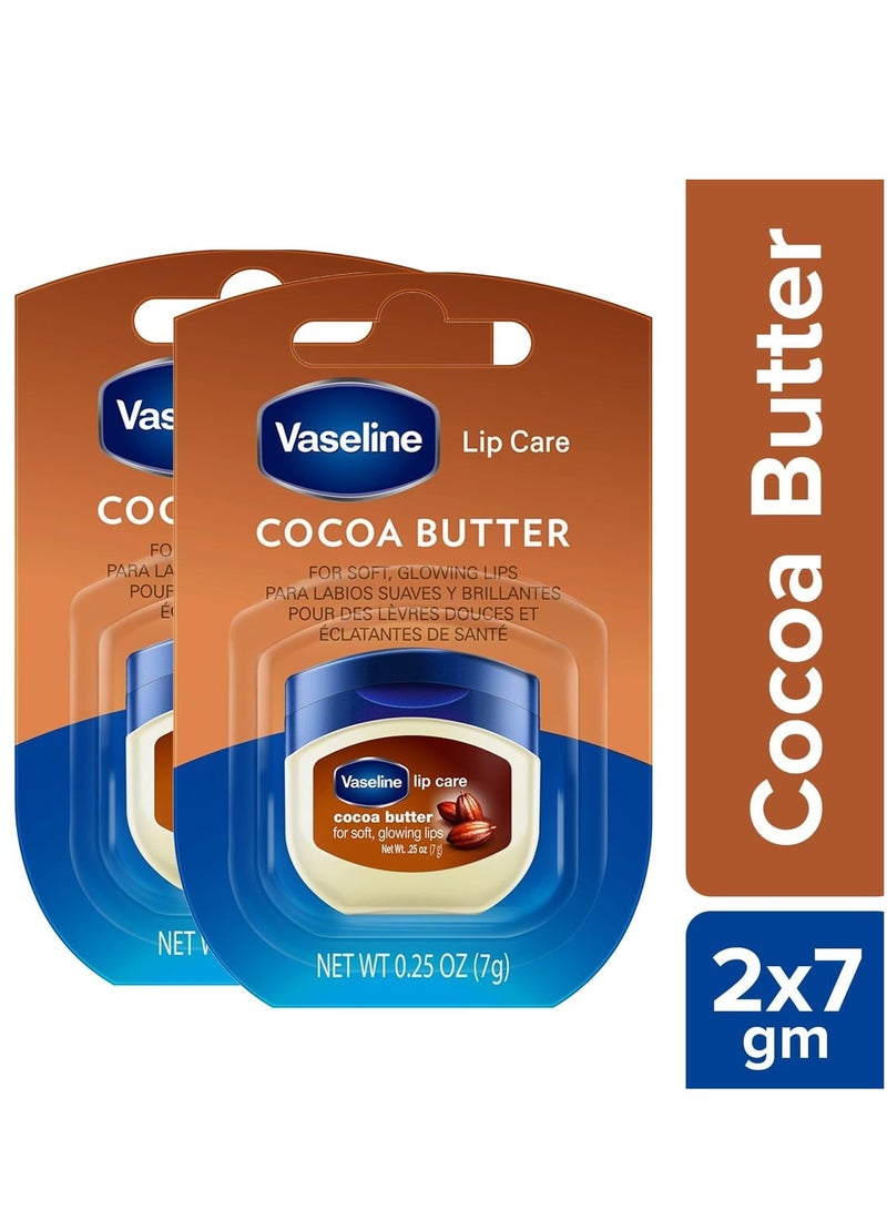 Vaseline Care Cocoa Butter Lip Balm Tub With Pure Jelly & Cocoa Butter Non-greasy Lip Moisturizer for Naturally Tinted Lips|Pack of 2x7gm - Image 2