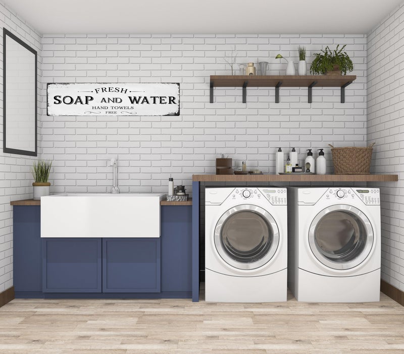 CSWLJS Rustic Metal Tin Signs Farmhouse Bathroom Decor Fresh Soap and Water Sign Vintage Wood Plaque Rustic for Wall Art Decoration Restroom 4x16 Inch - Image 3