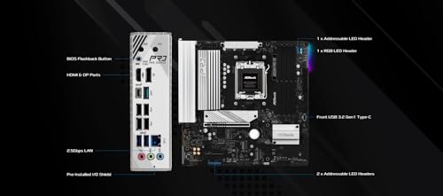 ASRock B850M Pro RS Micro-ATX AM5 Motherboard, AMD Ryzen 9000/8000/7000 Support, DDR5 8000+(OC), PCIe 5.0, WiFi 6E, 2.5G LAN, USB 3.2 Gen2 Type-C - Image 3