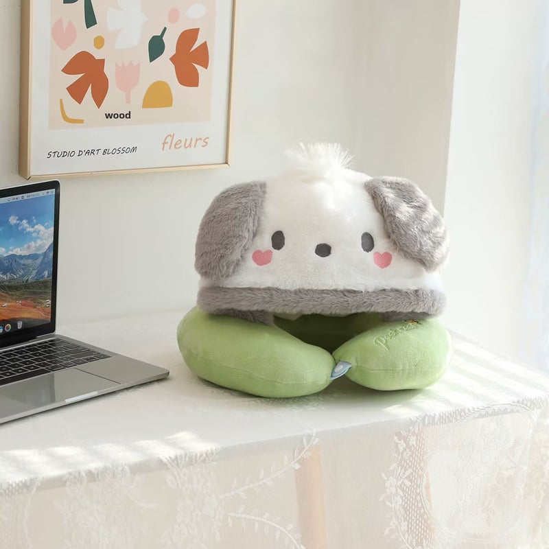 Cute Hooded Neck Pillow for Travel and Office Pacha dog