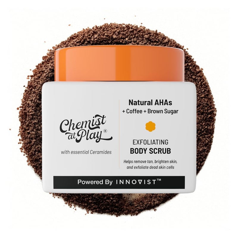 Chemist at Play Exfoliating Body Scrub For Removing Tan & Dead Skin Cells | Rough & Bumpy Skin, Tanned & Pigmented Skin | For Smooth, Soft & Bright Skin | Natural AHAs | Coffee 2.6 fl oz. - Image 1