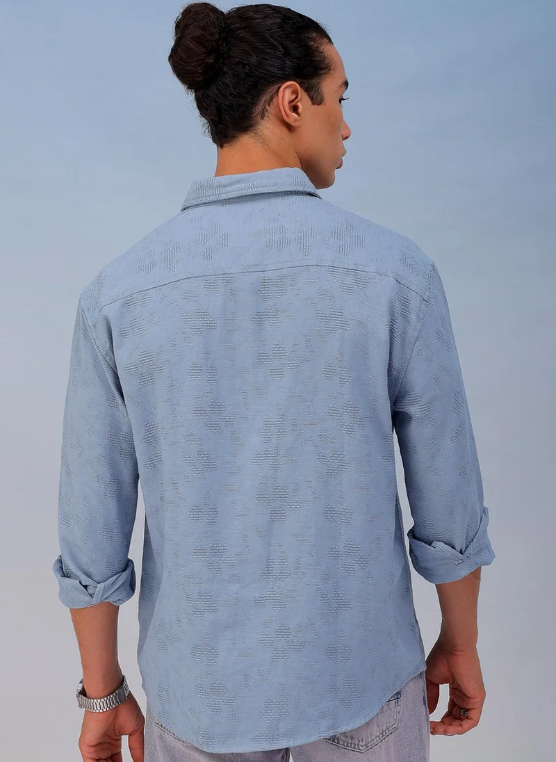 The Indian Garage Co Men Relaxed Fit Solid Full Sleeves Cutaway Collar Resort Wear Shirt
