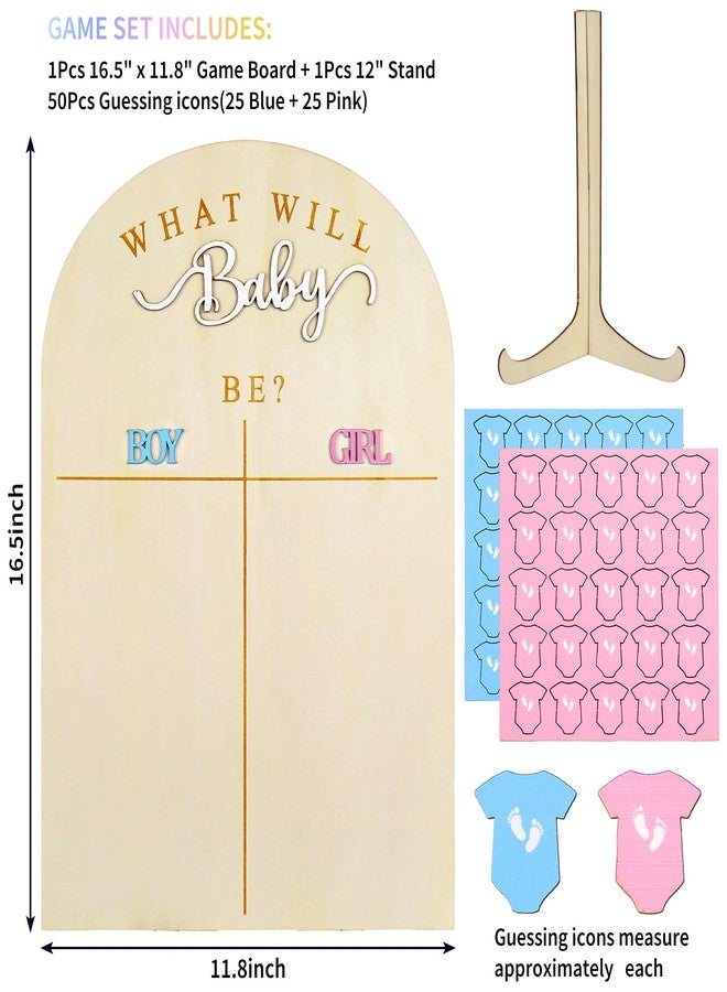 JarThenaAMCS لوحة تصويت كشف جنس المولود من JarThenaAMCS مع حامل، لافتة خشبية لتخمين جنس المولود، لوحة عرض "بنت أم ولد؟" مع ملصقات ملابس أطفال باللونين الوردي والأزرق لتزيين حفلات الأطفال - Image 2