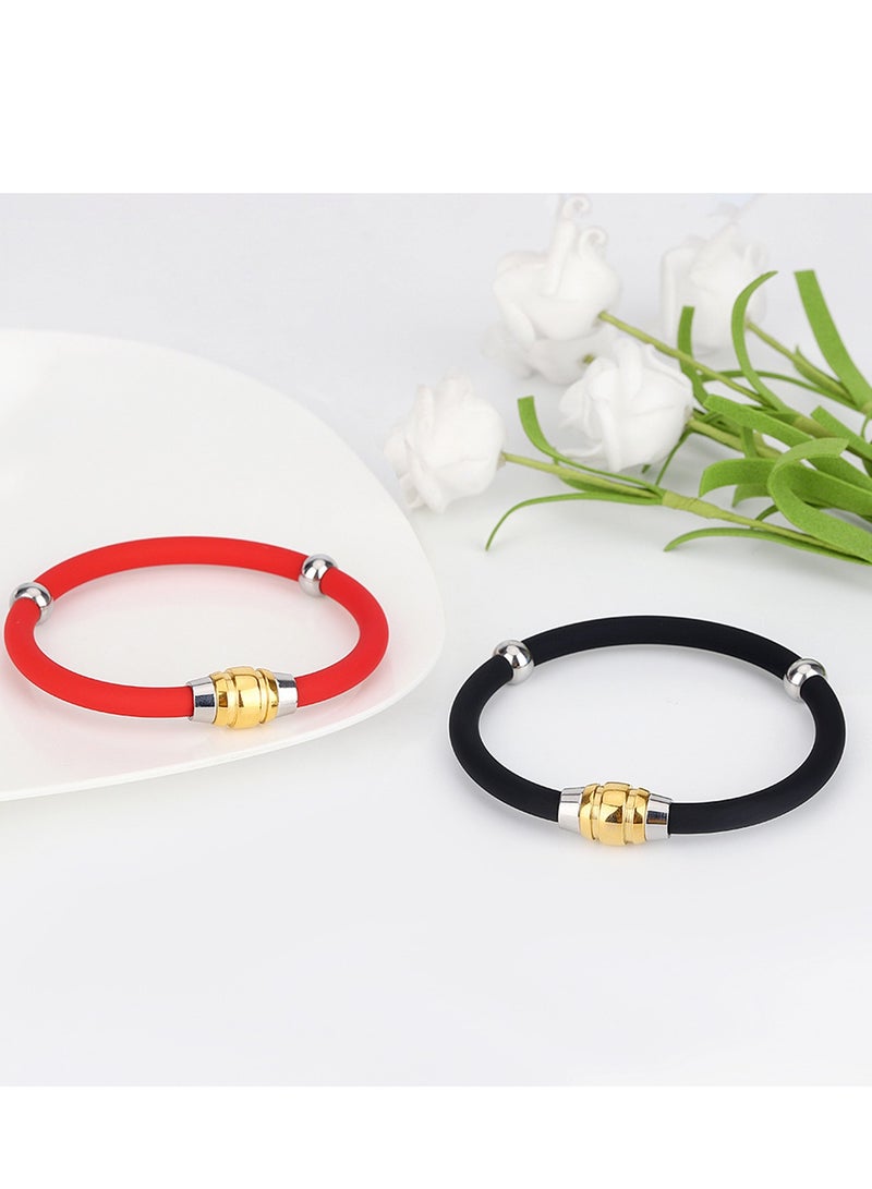 Generic Anti-Static Bracelet, Silicone Wrist Straps Band, Fashion Anti-Static Products, Silicon Titanium, Magnetic Germanium Jewelry for Girls, Women, Men, Kids, Teens (Black Gold, 19CM) - Image 5