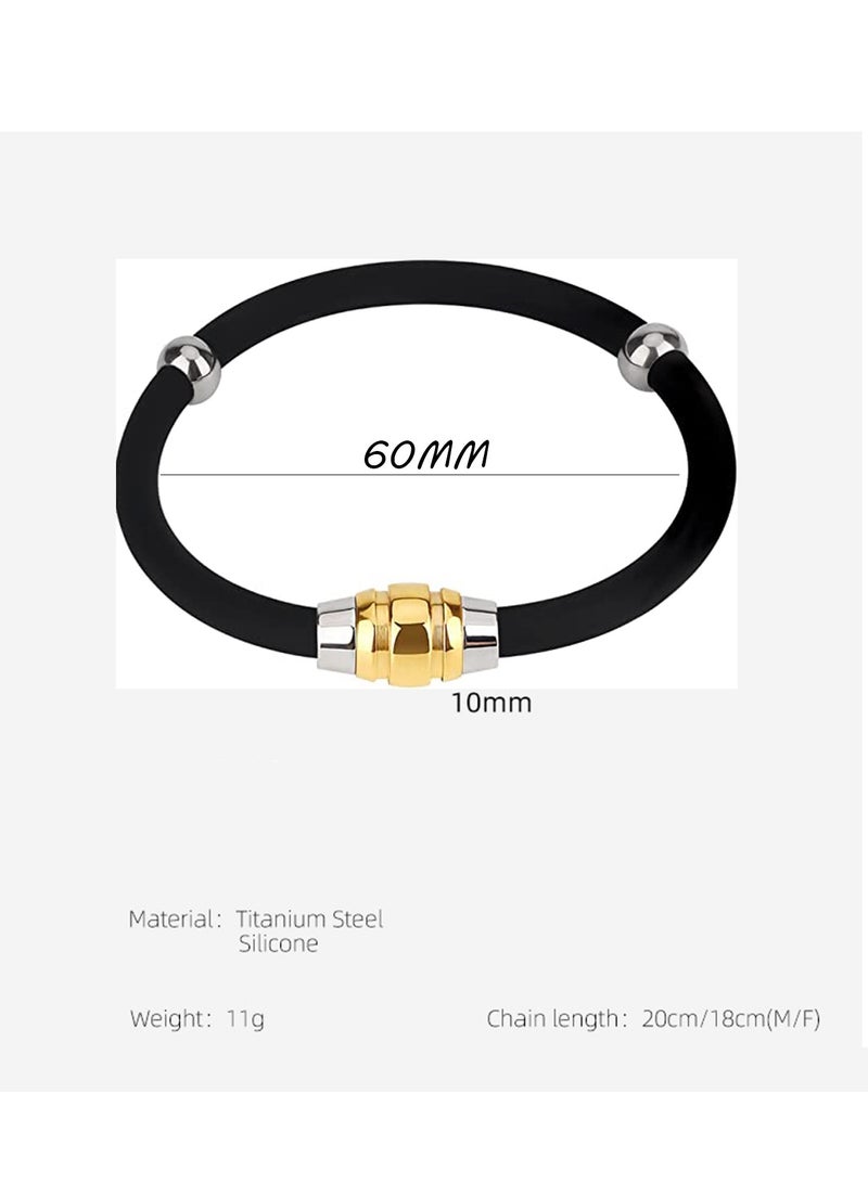 Generic Anti-Static Bracelet, Silicone Wrist Straps Band, Fashion Anti-Static Products, Silicon Titanium, Magnetic Germanium Jewelry for Girls, Women, Men, Kids, Teens (Black Gold, 19CM) - Image 4