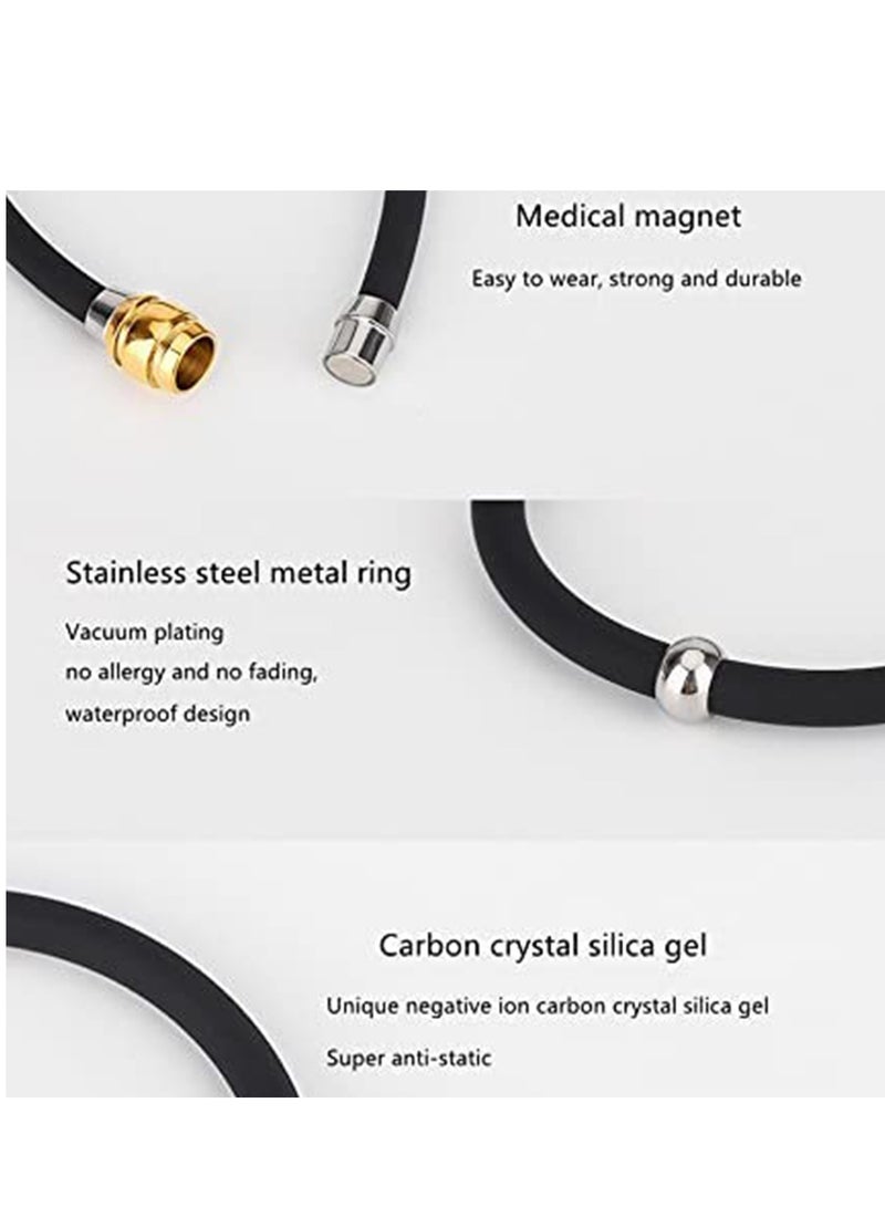 Generic Anti-Static Bracelet, Silicone Wrist Straps Band, Fashion Anti-Static Products, Silicon Titanium, Magnetic Germanium Jewelry for Girls, Women, Men, Kids, Teens (Black Gold, 19CM) - Image 3