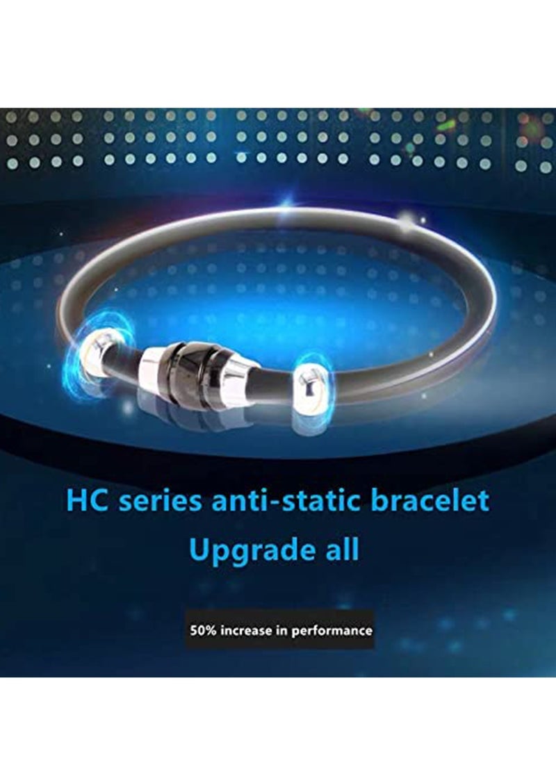 Generic Anti-Static Bracelet, Silicone Wrist Straps Band, Fashion Anti-Static Products, Silicon Titanium, Magnetic Germanium Jewelry for Girls, Women, Men, Kids, Teens (Black Gold, 19CM) - Image 2
