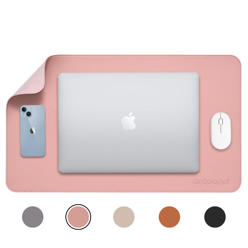 AROPANA Anti-Slip Extended Mouse Pad | PU Vegan Leather Desk Mat | Large Computer Desk Protector Pad with Suede Base for Keyboard, Laptop, Office & Home (60x35CM, Pink) - Image 4