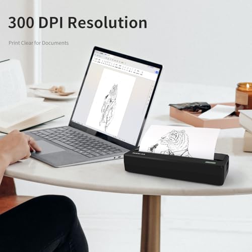rongta طابعة رونغتا المحمولة اللاسلكية للسفر، طابعة موبايل بلوتوث بدون حبر بدقة 300 نقطة في البوصة، تدعم حجم 8.5" × 11" (خطاب أمريكي)، متوافقة مع هواتف أندرويد وآيفون وأجهزة اللابتوب (رمادي) - Image 4