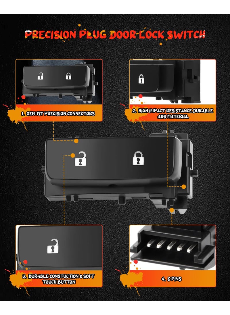 CCIYU Door Lock Switch Control Switch Replacement fit for Chevy Silverado 1500 2500HD 2008-2013 GMC Sierra 1500 2500 HD 2008-2013 GMC Sierra Denali 2500HD 3500HD 2011-2014 15804093 SW9550  - Image 5