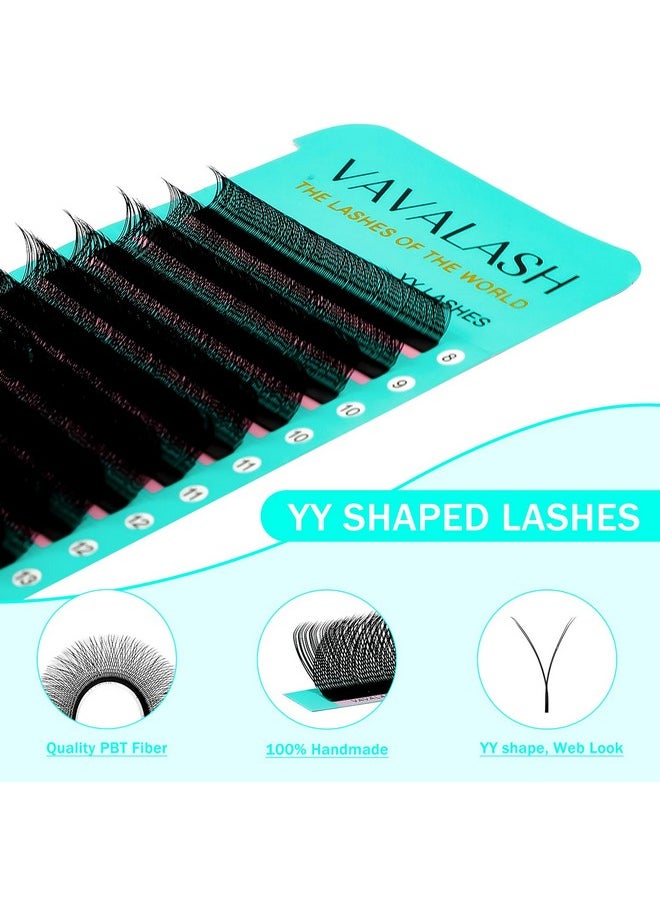 VAVALASH Y Lash Extensions D Curl 0.07mm 8-15mm Mix Tray Easy Premade Volume 4D Fans Eyelash Extension YY Type Natural Volume Lashes Extension Soft Matte Black Lashes (YY-0.07-D-8-15mm)
