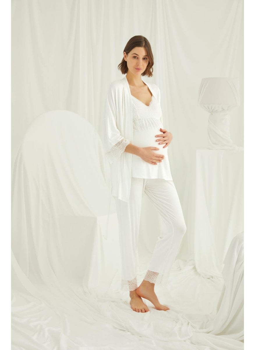 Women's Lace Maternity and Postpartum 3-Piece Pajama Set - pzsku/ZB9A9D6B28878254AAA44Z/45/_/1740075638/fa546542-5c22-4e20-95df-5022e434862f