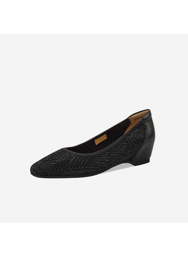 St&Sat French-style Square-toe Crystal Shallow Opening Women's Single Shoes With Internal Height Increase, Breathable, Fashionable Business Commuting Shoes, Wedding Shoes - Image 5