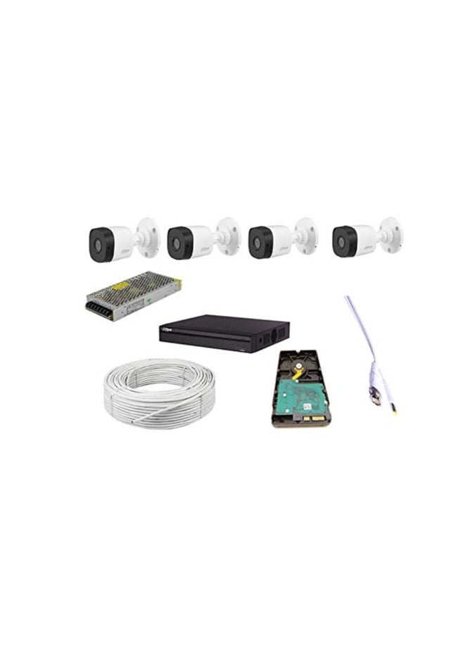 Full HD 2MP Wired Security Camera Kit – 4CH DVR with 4 Bullet Cameras, 1TB Hard Drive, Wiring and Accessories