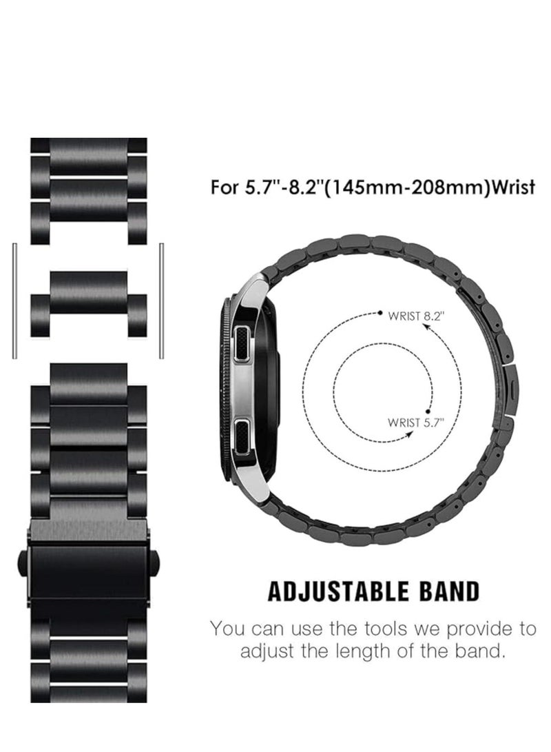 Compatible with Huawei Watch GT4 46mm Stainless Steel Band Replacement Wristband Metal Watch Band for Huawei Gt4 Watch Strap 46mm (Black) - Image 5