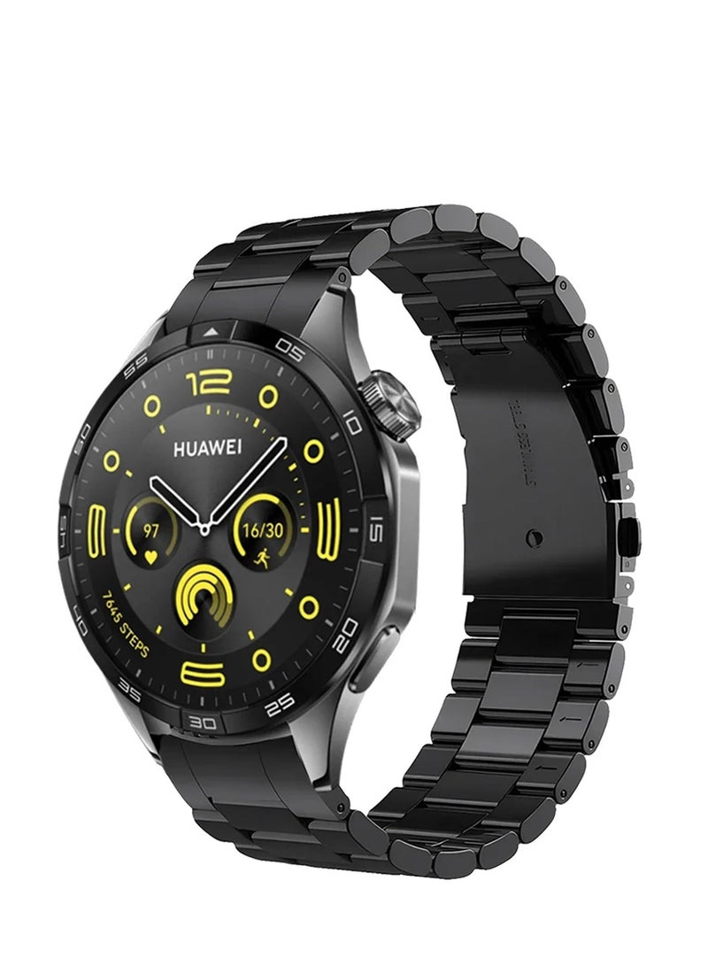 Compatible with Huawei Watch GT4 46mm Stainless Steel Band Replacement Wristband Metal Watch Band for Huawei Gt4 Watch Strap 46mm (Black) - Image 1