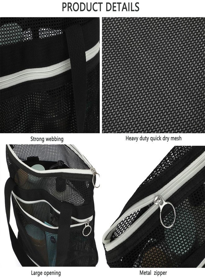 GYEUKHAM Mesh Shower Caddy Portable Shower Bag for Travel, Gym, Camping - Quick-Dry Hanging Toiletry Organizer with Zipper Pockets for Bathroom Essentials,Black - Image 3