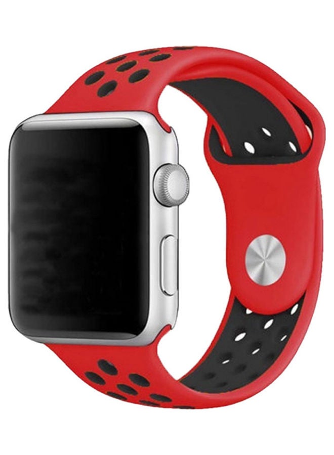 NIBEMINENT Replacement Band For apple watch series 6, 5, 4, 3, 2, 1, SE Sport Edition 38mm and 40mm Red/Black - Image 1