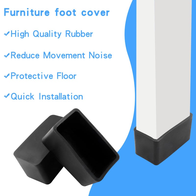 Phituoda 20 Pieces Rubber Furniture Leg Caps, 20Mm X 40Mm Rectangle Chair Table Leg Covers, Soft Furniture Feet End Cap Tips Floor Protector For Chair Table - Image 4