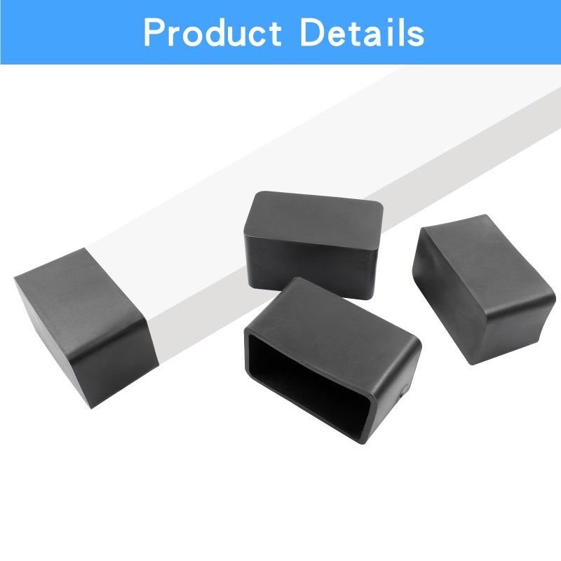 Phituoda 20 Pieces Rubber Furniture Leg Caps, 20Mm X 40Mm Rectangle Chair Table Leg Covers, Soft Furniture Feet End Cap Tips Floor Protector For Chair Table - Image 3