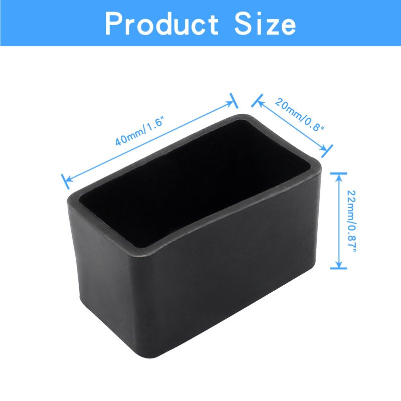 Phituoda 20 Pieces Rubber Furniture Leg Caps, 20Mm X 40Mm Rectangle Chair Table Leg Covers, Soft Furniture Feet End Cap Tips Floor Protector For Chair Table - Image 5