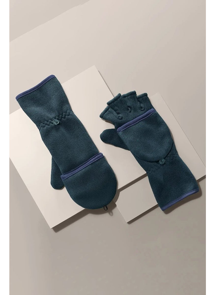 Tchibo Men Knit fleece Folding Mittens, Navy Blue  - Image 1
