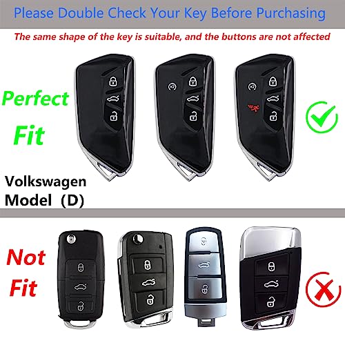 SLAKNOK for Volkswagen Key Fob Cover with Keychain,Stylish and Durable Zinc Alloy Protection Key Case Compatible with VW ID3 ID4 MK8 Golf GTI Skoda Octavia Remote Key Shell Accessories - Image 2