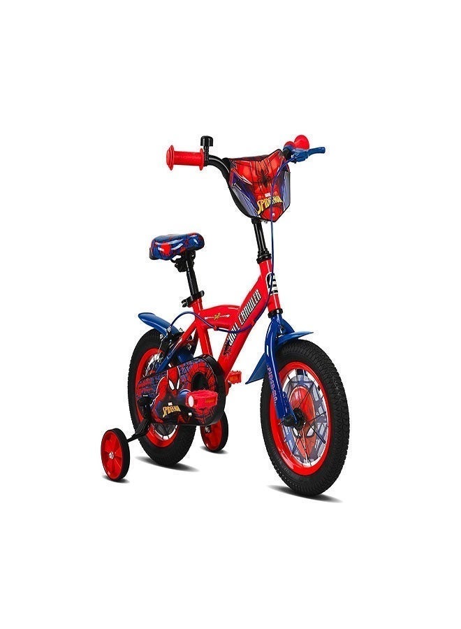 Spartan Marvel Spiderman Super Spidey 12-Inch Bike For Kids | 12-Inch Wheel Size | Adjustable Seat | Training Wheels | Front Plate | Chain Guard | Coaster Brake | Superhero Graphics | Red/Blue Color - Image 2
