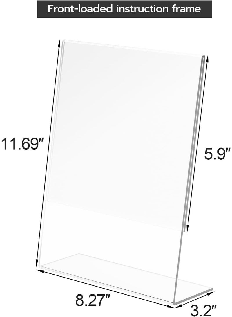 Slasa Acrylic Sign Holder A4 – 6 Pack Transparent L-Shape Display Stand for Menus, Flyers, Photos & Price Cards – Clear Table Sign Holder for Reception, Office, Shop, Restaurant & Hotel – 8.27x11.69 Inch - Image 5