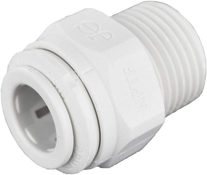 John Guest 3/8 Inch OD x 3/8 Inch NPT Straight Adapter, Push to Connect Plastic Plumbing Fitting, PP011223WP - Image 1