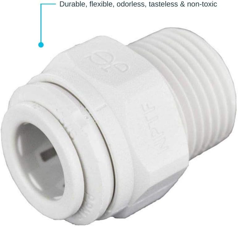 John Guest 3/8 Inch OD x 3/8 Inch NPT Straight Adapter, Push to Connect Plastic Plumbing Fitting, PP011223WP - Image 5
