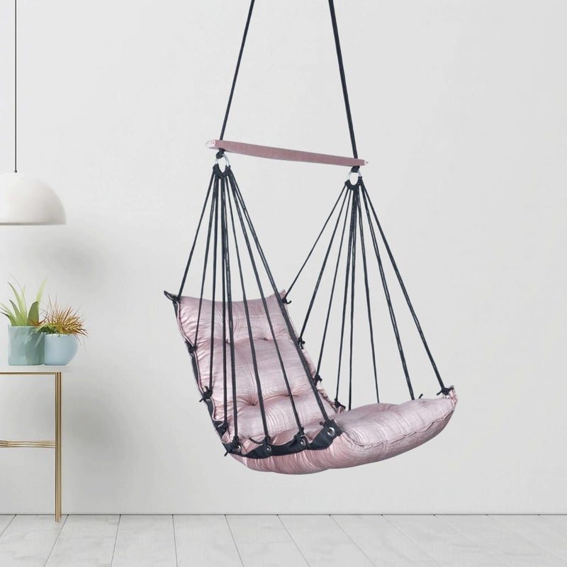 JULJULIA أرجوحة للشرفة - جولا مميزة للبالغين للمنزل، جولا آمنة للأطفال، كرسي معلق للشرفة الداخلية، تصميم متين ومريح، سهولة التركيب والصيانة - JJ_Low-K-Peach - Image 1