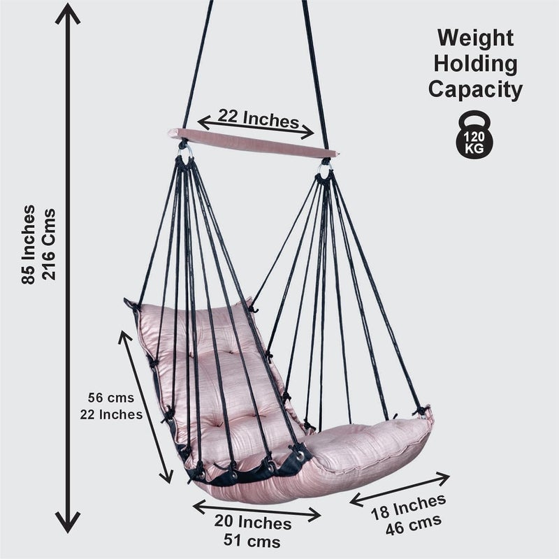 JULJULIA أرجوحة للشرفة - جولا مميزة للبالغين للمنزل، جولا آمنة للأطفال، كرسي معلق للشرفة الداخلية، تصميم متين ومريح، سهولة التركيب والصيانة - JJ_Low-K-Peach - Image 2