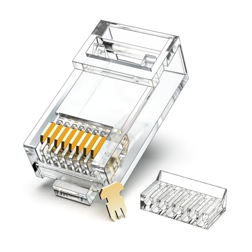 CNCOB Cat6 Connector RJ45 Connectors 100pcs UTP 8P8C RJ45 2 Pieces Load Bar Modular Plug Gold Plated Durable and Strong Connection for Cat6 Cat5e - Image 1