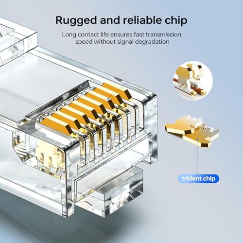 CNCOB Cat6 Connector RJ45 Connectors 100pcs UTP 8P8C RJ45 2 Pieces Load Bar Modular Plug Gold Plated Durable and Strong Connection for Cat6 Cat5e - Image 5