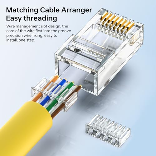 CNCOB Cat6 Connector RJ45 Connectors 100pcs UTP 8P8C RJ45 2 Pieces Load Bar Modular Plug Gold Plated Durable and Strong Connection for Cat6 Cat5e - Image 2