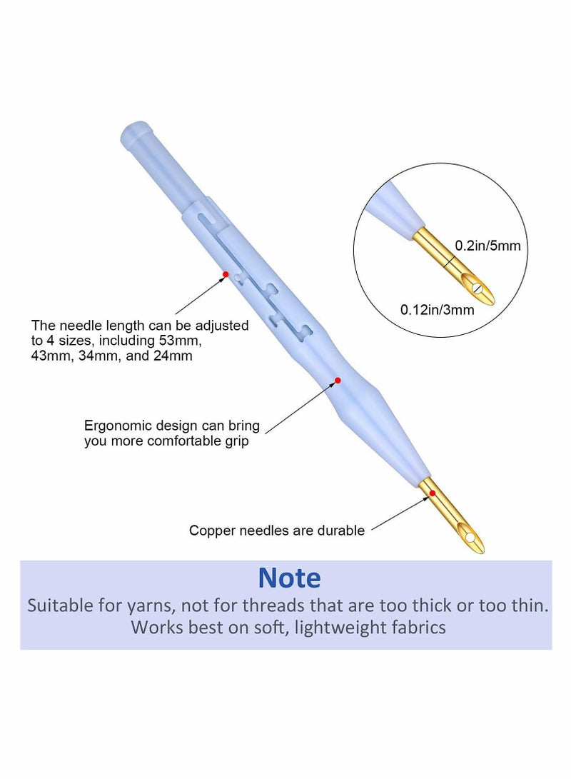 Zikra 17 Pieces Punch Needle Embroidery Kits, Adjustable Rug Yarn Punch Needle, Wooden Handle Embroidery Pen, Needle Threader, Punch Needle Cloth for Embroidery Floss Cross Stitching Beginners - Image 3