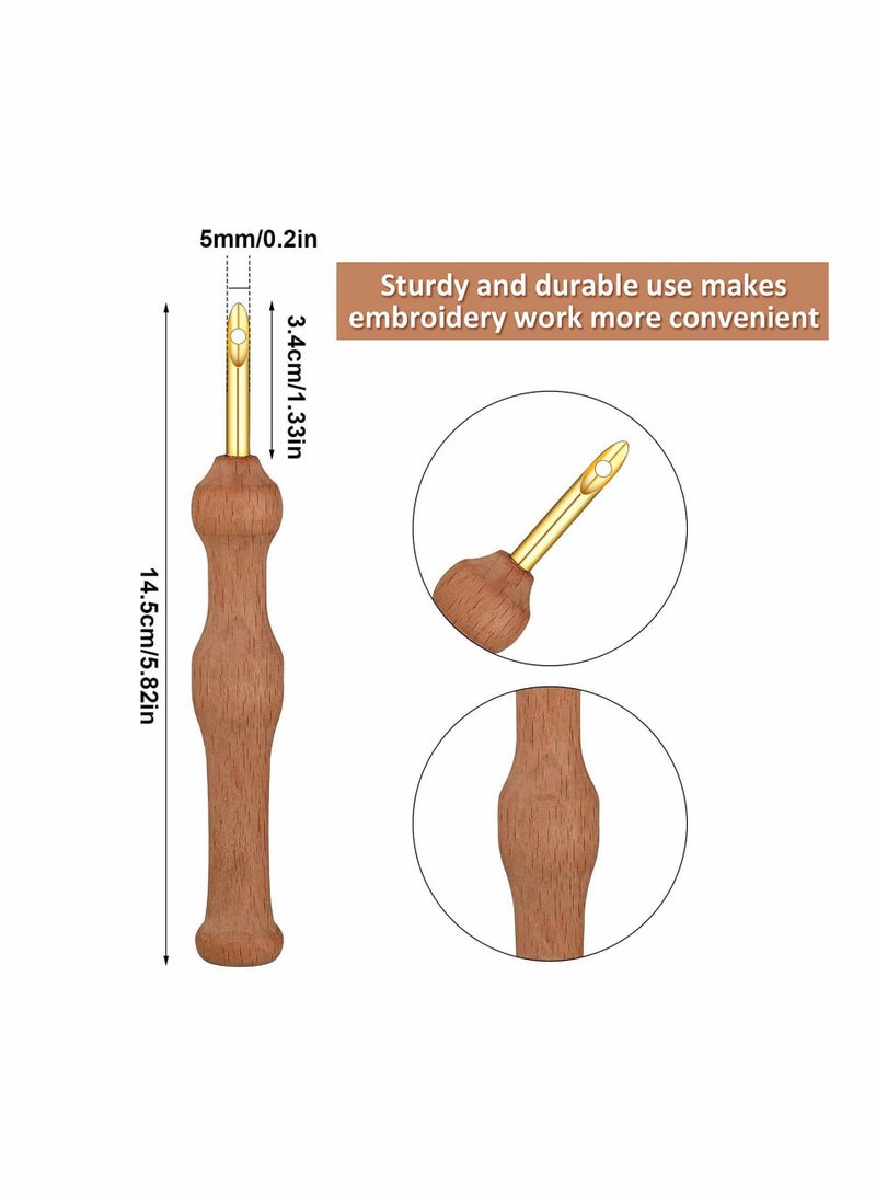 Zikra 17 Pieces Punch Needle Embroidery Kits, Adjustable Rug Yarn Punch Needle, Wooden Handle Embroidery Pen, Needle Threader, Punch Needle Cloth for Embroidery Floss Cross Stitching Beginners - Image 4