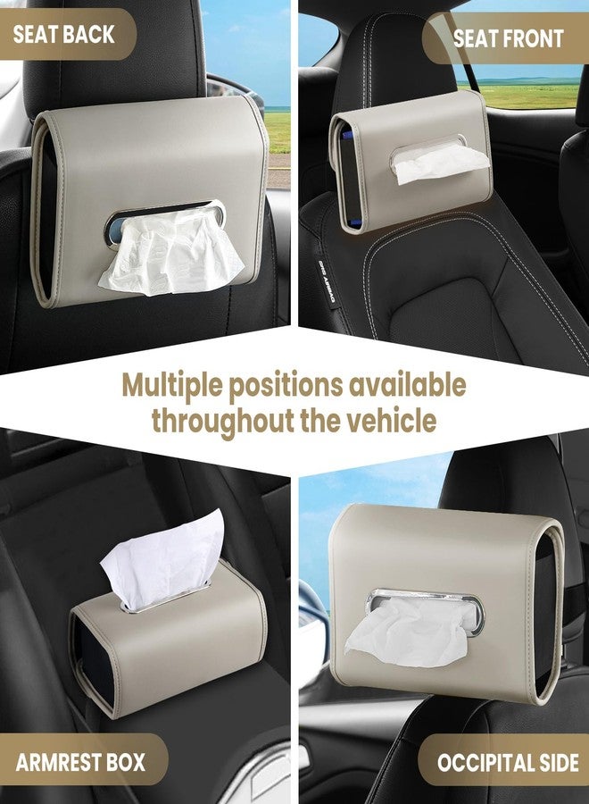 WHHMK Car Tissue Holder, Tissue Box Cover Keep Car Tidy,Premium PU Leather Backseat Napkin Rectangle Organizer, Extra Large Tissue Box Storage in Car Fits for 100-150 Regular Size Tissues,Grey(1 Pack) - Image 5
